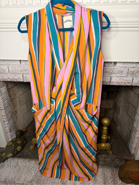 Dubgee Dresses & Skirts - Dubgee by Whoopi Colorful Striped Twist Front Midi Dress Small